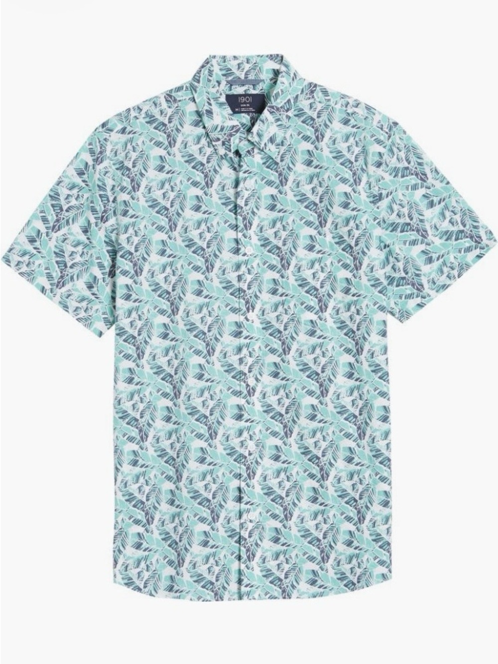 1901 Nordstrom Men’s XL TRIM FIT Tropical Leaf Shirt 100% Cotton Button Down